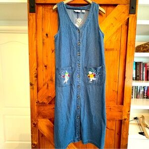 VTG Westbound Petites PM Petite Medium Denim Snowman Dress